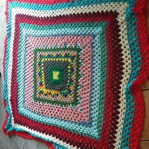 Vintage Handmade Granny Knit Afghan Blanket